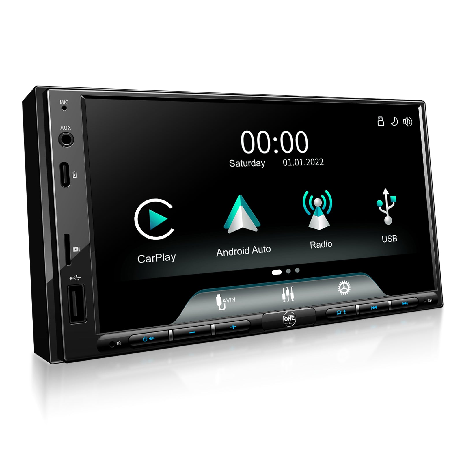 One Car Stereo 7" Wireless Carplay Android Auto Head Unit