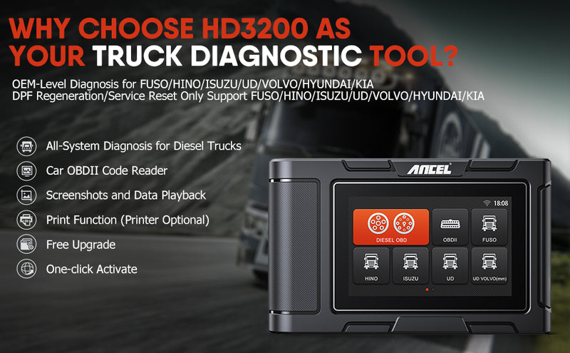 Heavy Duty Truck Scan Tool ANCEL HD3200 All System 12V/24V 2in1 Cars and Trucks