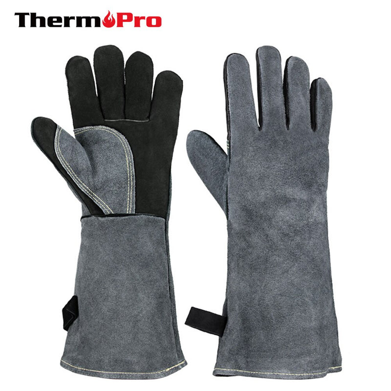 Thermopro Fireplace Barbeque Gloves Heat Resistant Gloves Cowhide