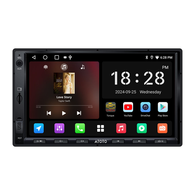 ATOTO 7inch Android Double DIN Car Stereo Wireless CarPlay & Android Auto Wi-Fi/BT/USB Tethering Built-in DSP Bluetooth Android Radio 2G+32G Phonelink FM/AM/TF A5LG2A7T