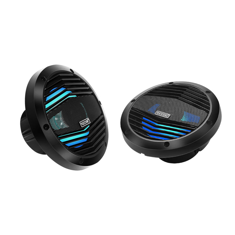 Recoil M3-65B 6.5 Inch 2-Way Marine Boat Coaxial Speakers with Built-in RGB LED 210W Max