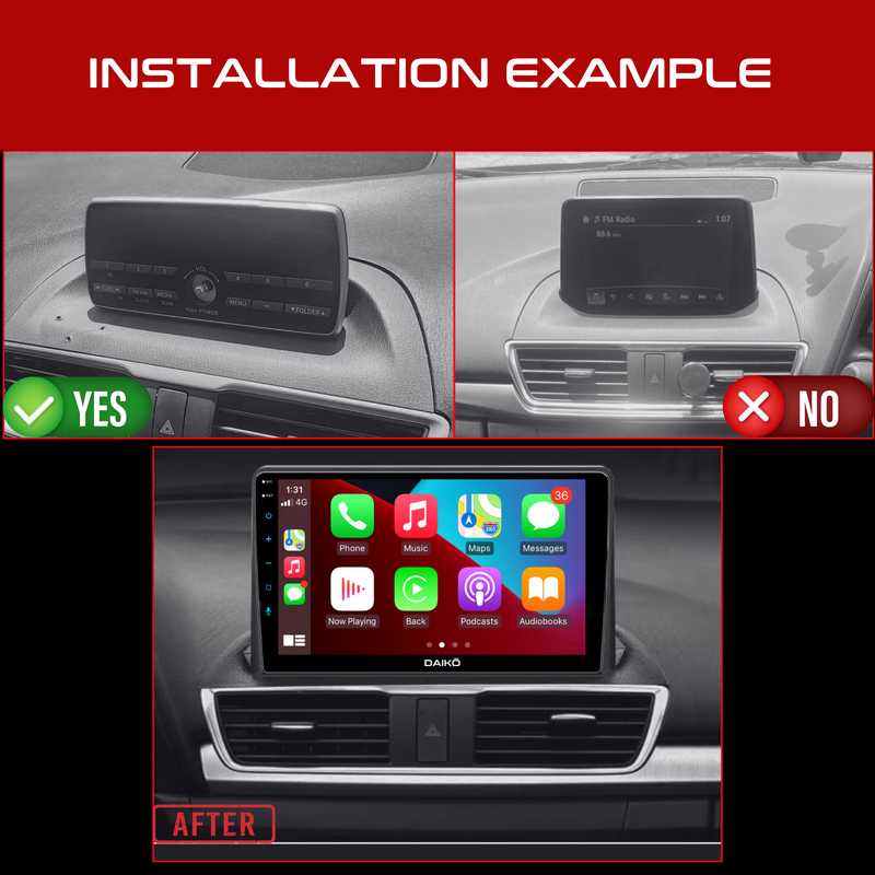 Daiko Ultra Car Stereo Wireless Carplay Android Auto For Mazda 3 Axela 2013-2019 NO SCREEN DASHBOARD