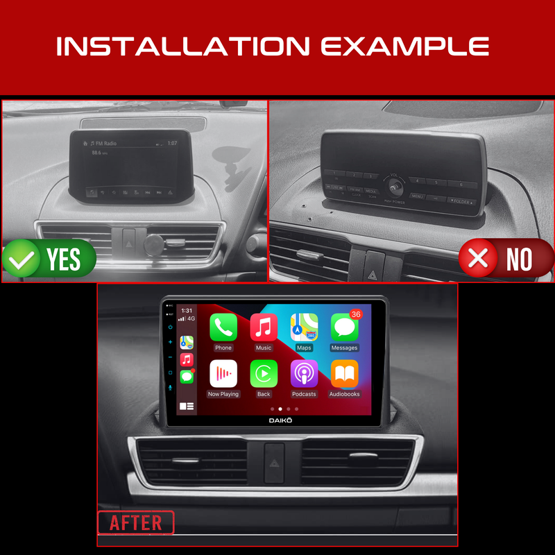 Daiko Multimedia Unit Wireless Carplay Android Auto For Mazda 3 Axela 2013-2019 WITH FACTORY SCREEN