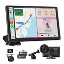 Wireless Apple Carplay & Android Auto with 2.5K Dash Cam 1080P Backup Camera Portable 9" HD IPS Screen GPS Navigation