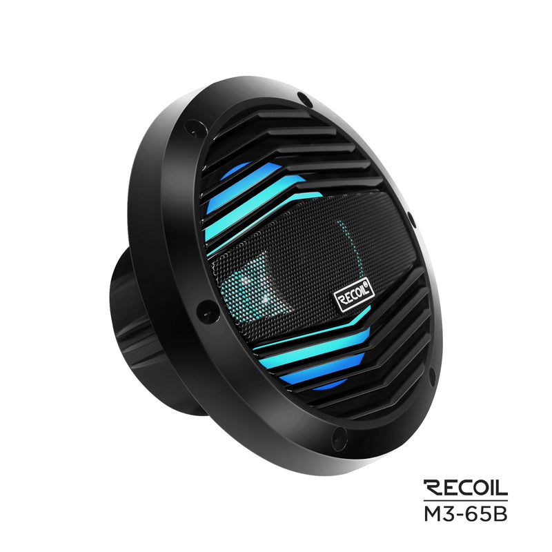 Recoil M3-65B 6.5 Inch 2-Way Marine Boat Coaxial Speakers with Built-in RGB LED 210W Max