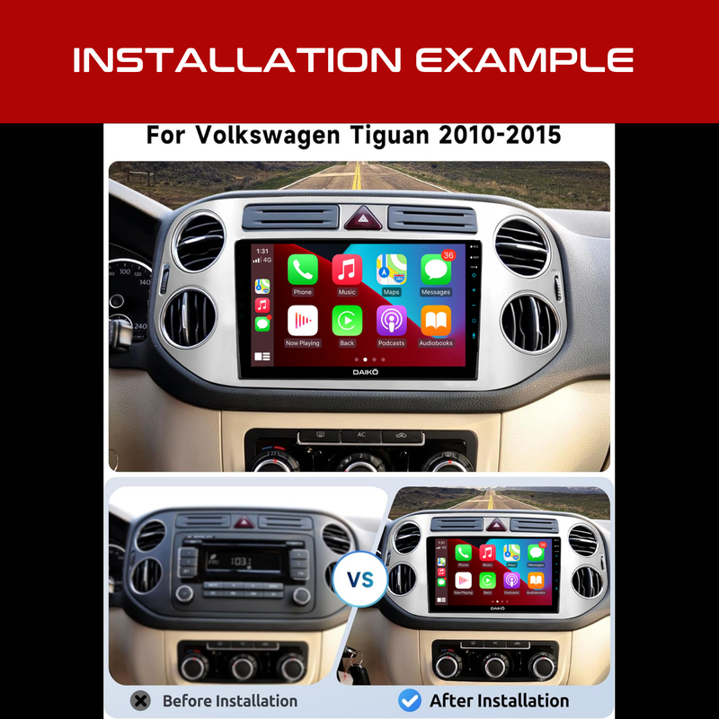 Daiko Multimedia Unit Wireless Carplay Android Auto GPS For VW Tiguan 2010-2015