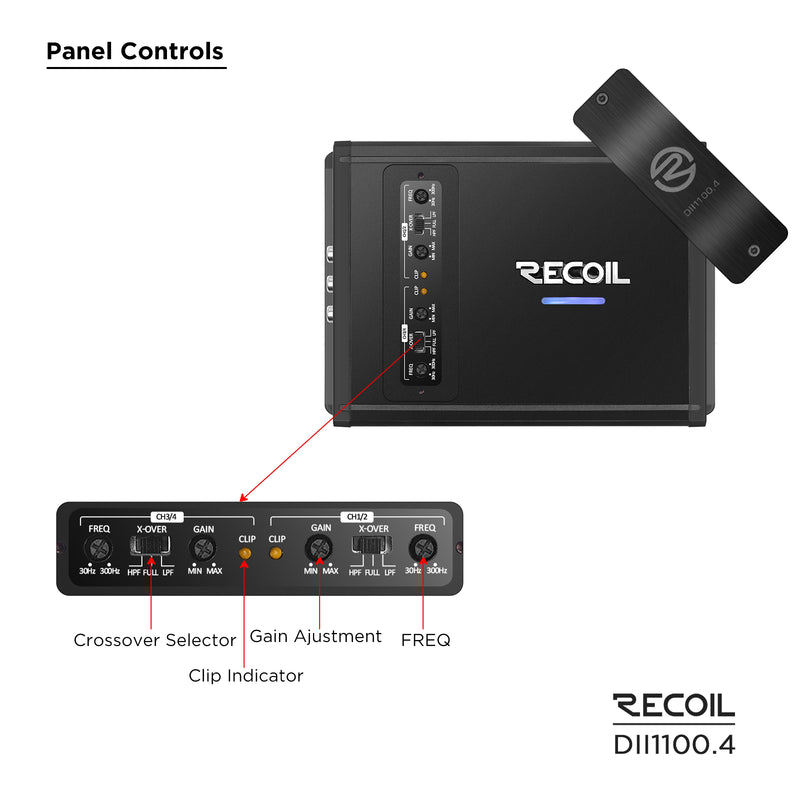 RECOIL DII1100.4 1100 WATTS CLASS-D 4-CHANNEL CAR AMPLIFIER