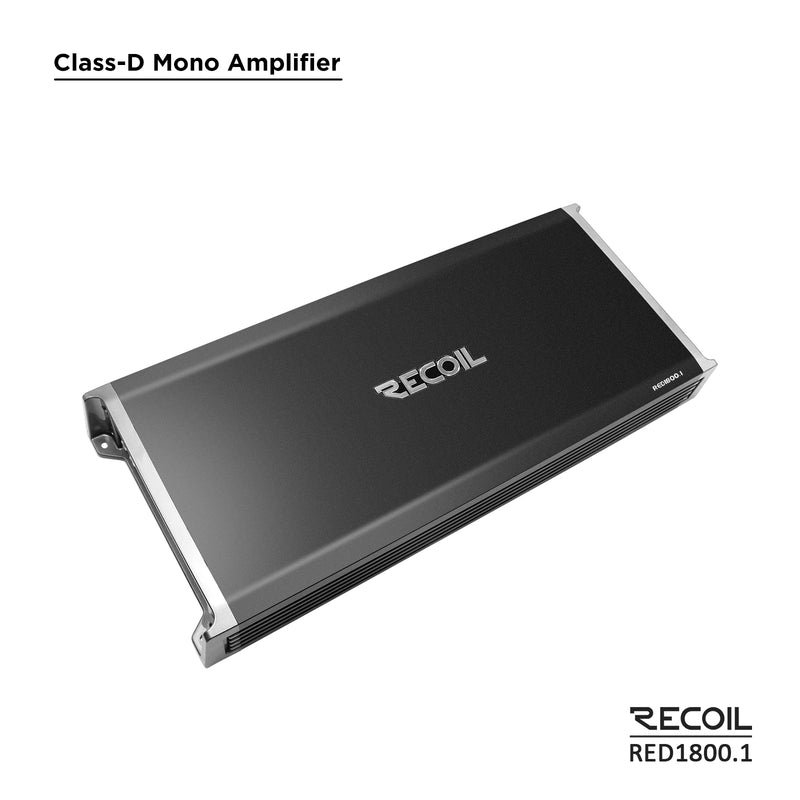 Recoil RED1800.1 1800Watts Class-D Strappable Car Audio Mono-block Subwoofer Amplifier