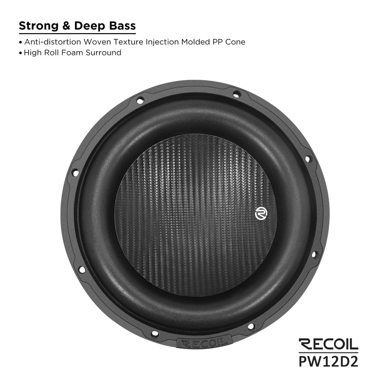 Recoil PW12D2 12" Dual Car Subwoofer 1400W Echo Pro series