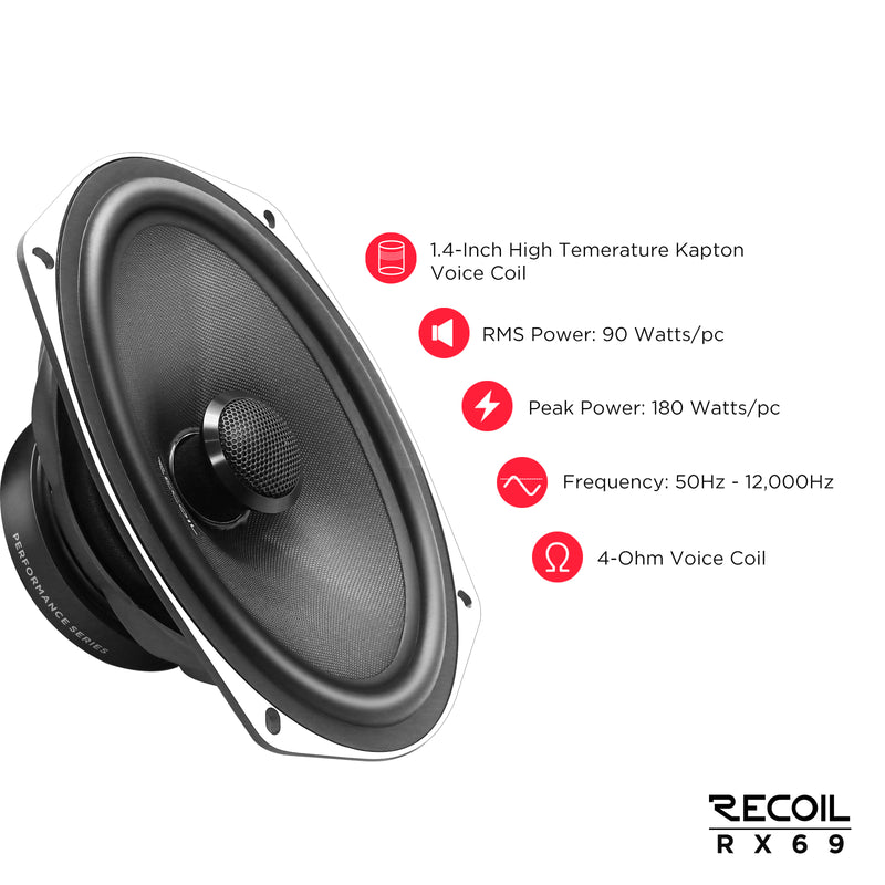 Recoil Echo Pro RX69 6"X9" Coaxial Speakers 180W Max