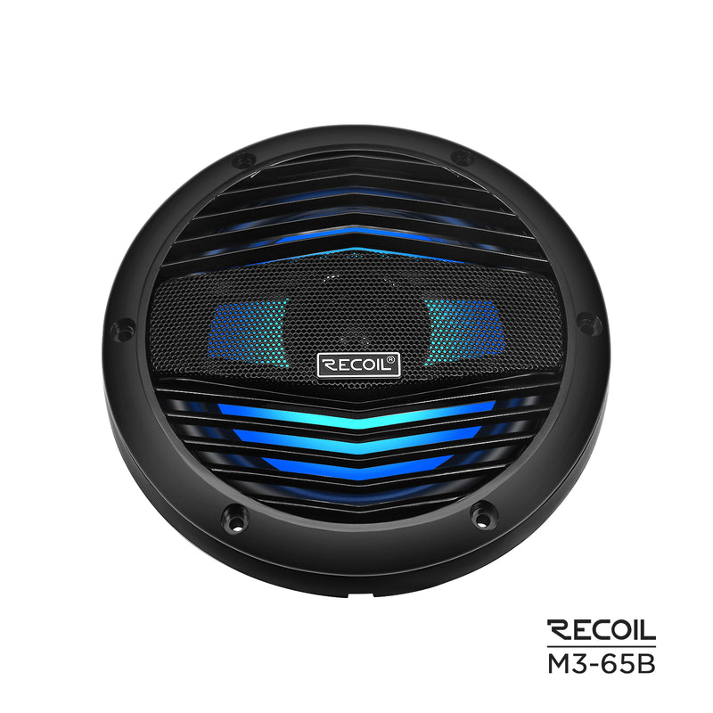 Recoil M3-65B 6.5 Inch 2-Way Marine Boat Coaxial Speakers with Built-in RGB LED 210W Max