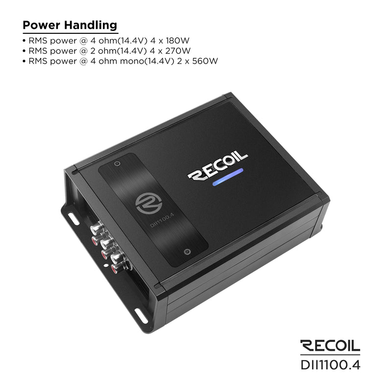 RECOIL DII1100.4 1100 WATTS CLASS-D 4-CHANNEL CAR AMPLIFIER