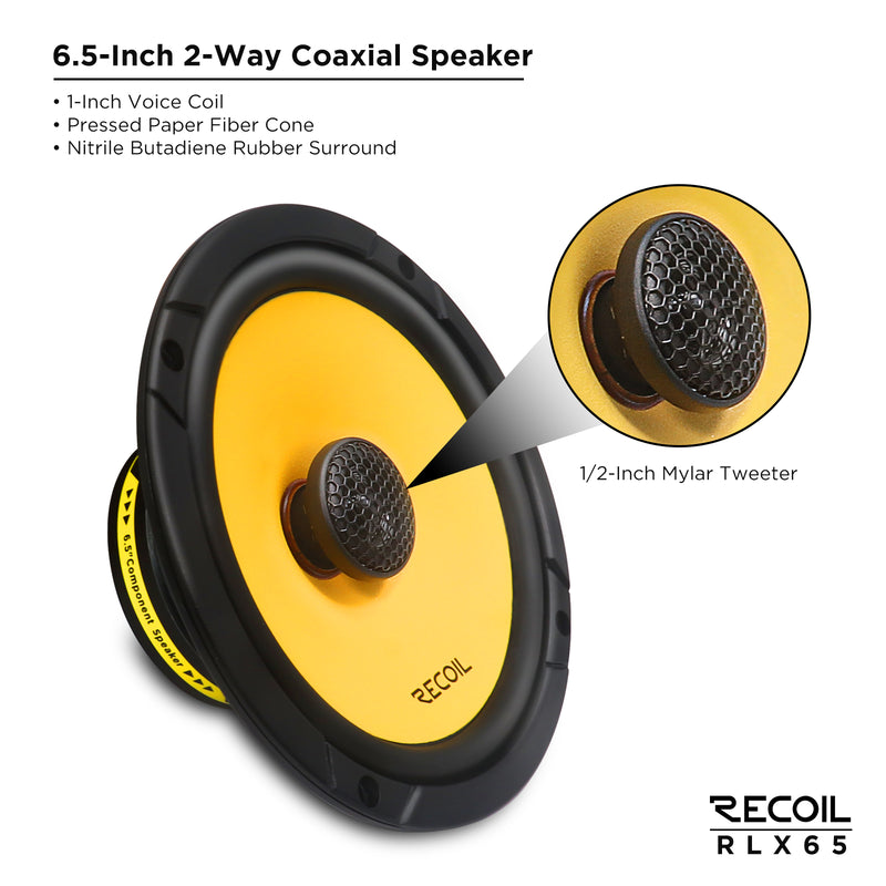 Recoil RLX65 Coaxial Car Speakers 6.5" 160W Max