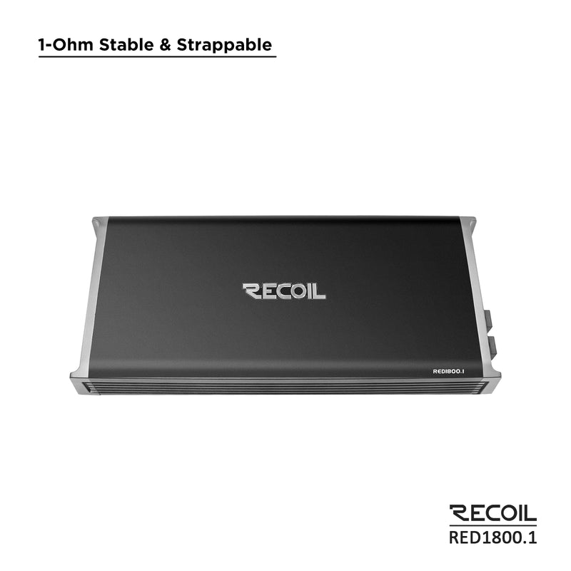 Recoil RED1800.1 1800Watts Class-D Strappable Car Audio Mono-block Subwoofer Amplifier