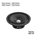 Recoil MS8-4P 8-Inch Midrange Pro Audio Car Speakers, 800W Max 400 Watts RMS (Pair) 4Ohm