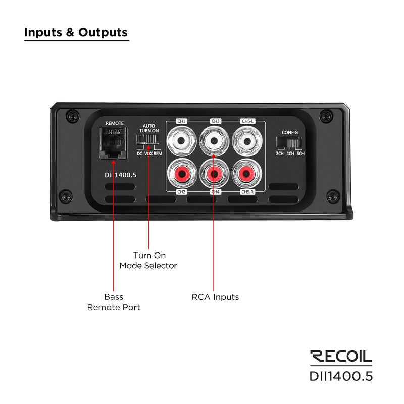 Recoil DII1400.5 Car Amplifier Class-D 5-channel