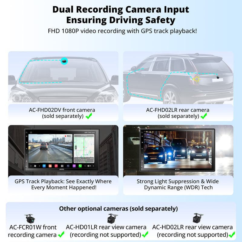 Atoto X10 Wireless Carplay & Android Auto 8GB+128GB X10G2B7E 7inch Double Din Android Car Stereo Talk to ChatGPT AI 4G LTE Dual Phone Connection & BT Dual Cam Input w/Recording GPS Tracker