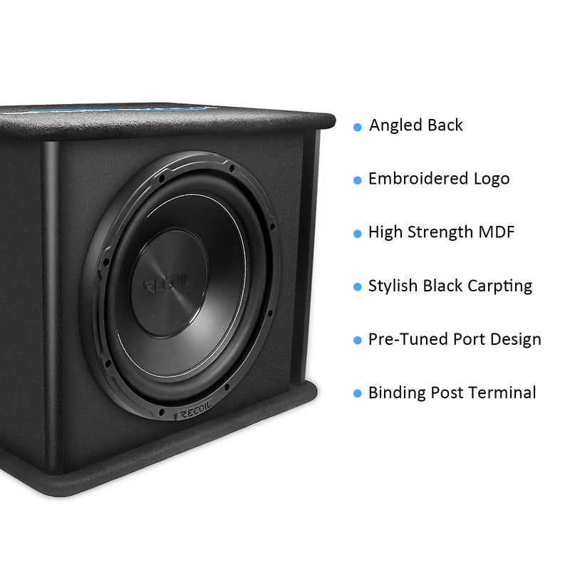 Recoil RS10K Single 10inch� Complete Subwoofer and Amplifier Bass Package 4AWG Wiring Kit