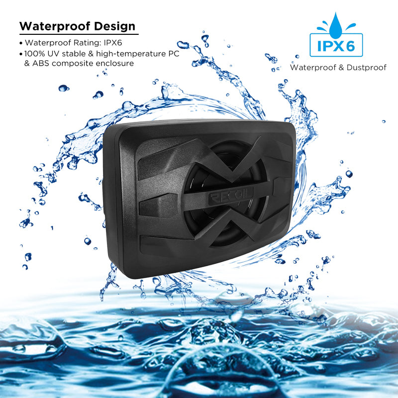 Recoil WS8 Waterproof Passive 8inch� Subwoofer with 8” Passive Radiator 300W For UTV ATV Golf Cart Boat Off-Road Motorsports Audio