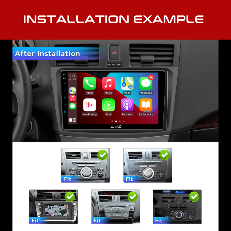 Daiko Multimedia Unit Wireless Carplay Android Auto For Mazda 3 Axela 2010-2013