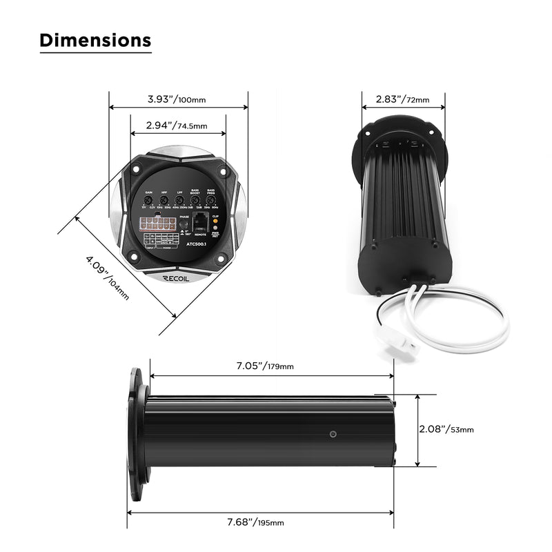 Recoil ATC500.1 1000W Max Class-D Car Audio Mono-block Subwoofer Amplifier