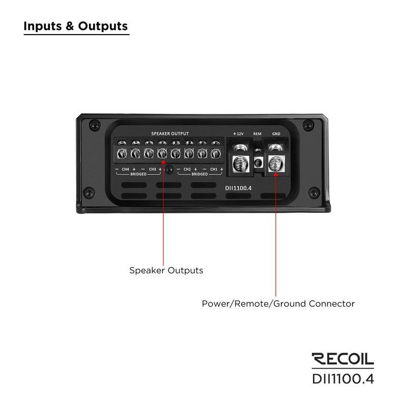 RECOIL DII1100.4 1100 WATTS CLASS-D 4-CHANNEL CAR AMPLIFIER