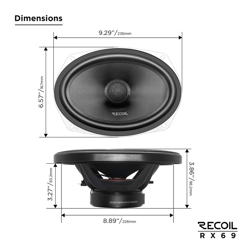 Recoil Echo Pro RX69 6"X9" Coaxial Speakers 180W Max