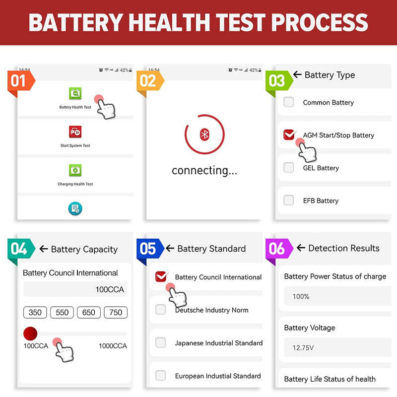 LAUNCH 2023 BST360 Car Battery Tester, Bluetooth Analyzer for Android/iPhone