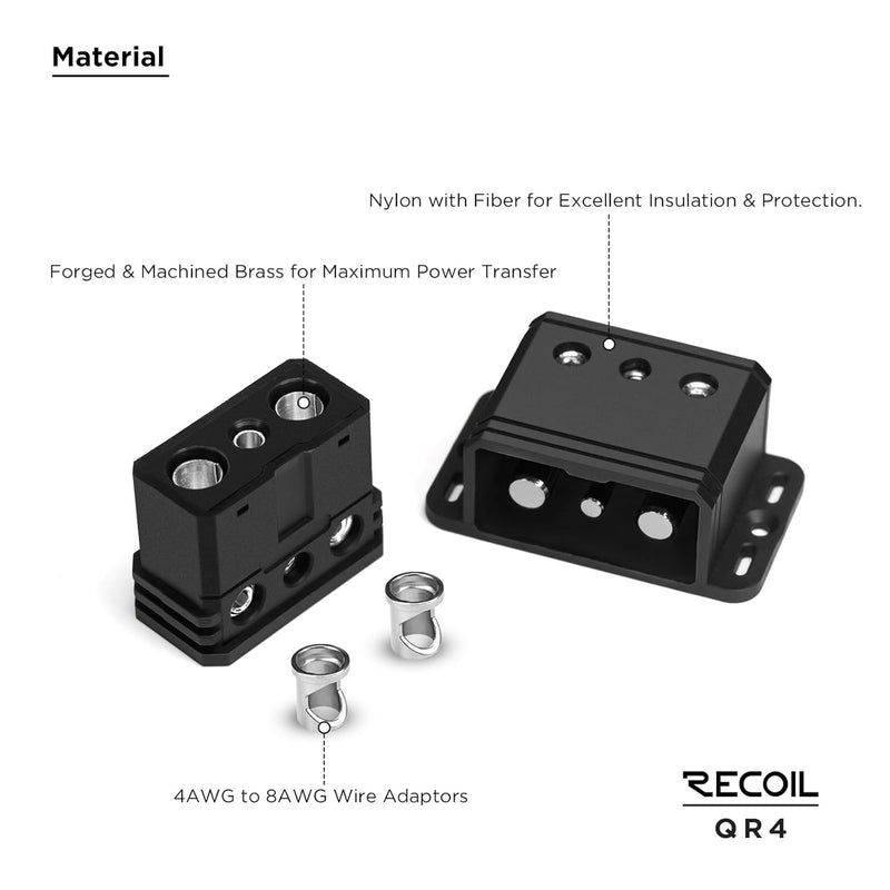 Recoil QR4 QUICK RELEASE CONNECTORS 4 to 8 gauge wire inputs
