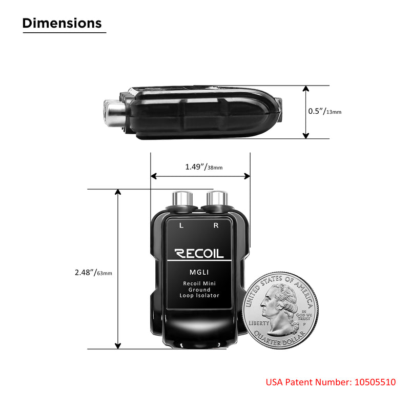 Recoil MGLI Super Mini 2-Channel RCA Stereo Ground Loop Isolator