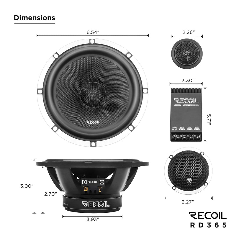 Recoil RD365 3-Way Comonent Speaker 160W Max