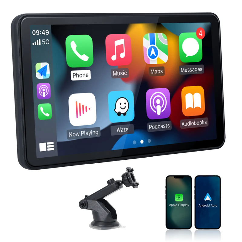 Portable Wireless CarPlay 7-Inch  Screen for Apple & Android Auto Easy Setup Touchscreen with GPS Navigation Bluetooth FM and Mirror Link