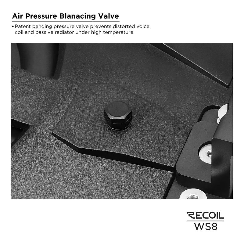 Recoil WS8 Waterproof Passive 8inch� Subwoofer with 8” Passive Radiator 300W For UTV ATV Golf Cart Boat Off-Road Motorsports Audio