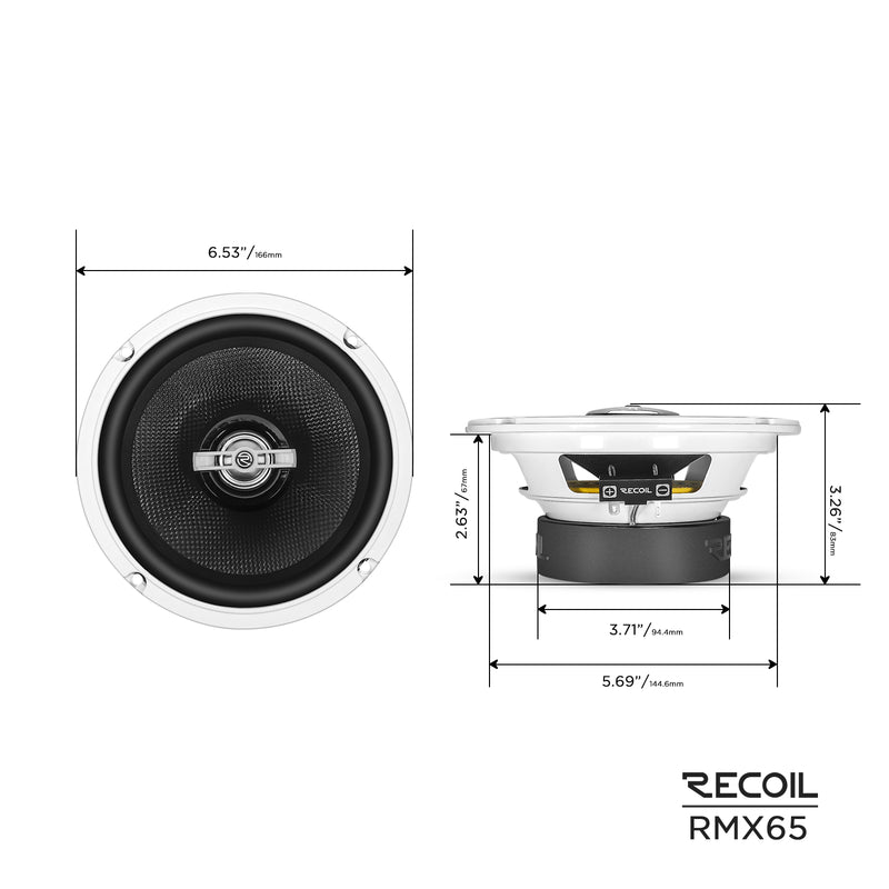 Recoil RMX65 2-way Coaxial Car Speakers 6.5" 320W Max Echo Plus Series