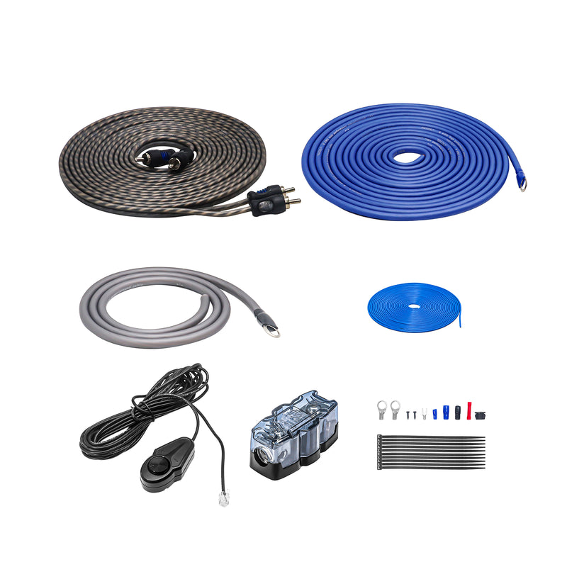 Recoil SW10P Car Audio 10 Inch Active Subwoofer With Passive Radiator 600W Amplifier 8AWG Complete Wiring Kit