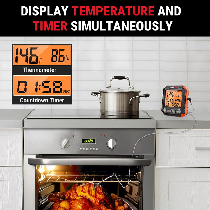 ThermoPro TP716 Digital Meat Thermometer | High-Precision Probe & Timer for Oven, Grill, BBQ & Smoker