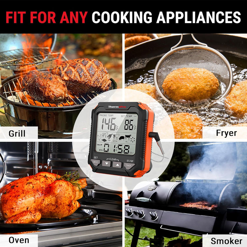 ThermoPro TP716 Digital Meat Thermometer | High-Precision Probe & Timer for Oven, Grill, BBQ & Smoker