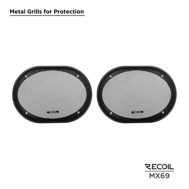 Recoil MX69 Pair 6X9-Inch 2-Way Pro Audio High Output Midrange Coaxial Speakers with Built-in Bullet Tweeters 700W Max 350W RMS (Pair) 4-Ohm