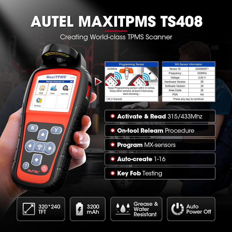 Autel TS408 TPMS Relearn Tool Tire Pressure Monitor Sensor Programming Lifetime Free Update