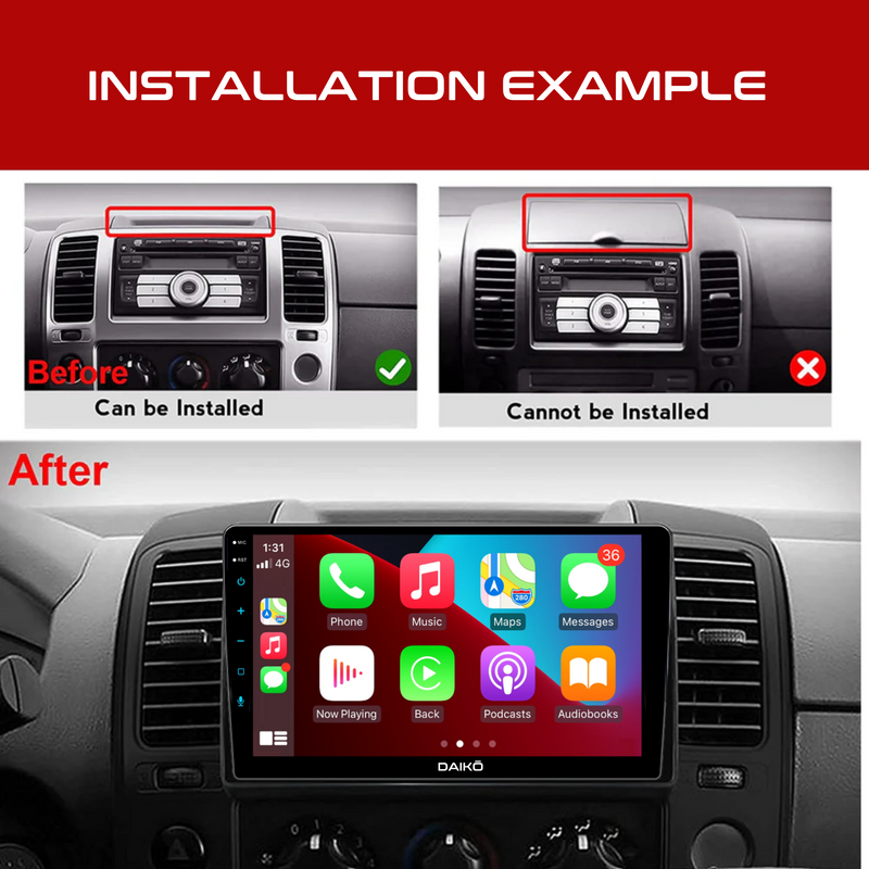 Daiko Car Stereo Wireless Carplay Android Auto For Nissan Navara D40 2006-13