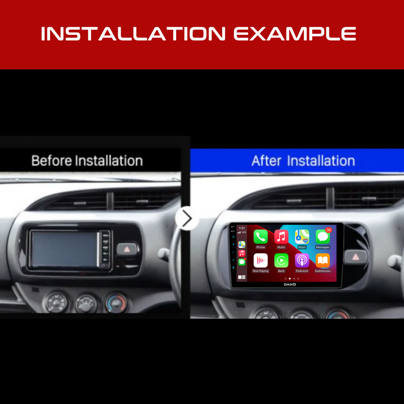 Daiko Car Stereo Wireless Carplay Android Auto For Toyota Vitz Yaris 2013-2020