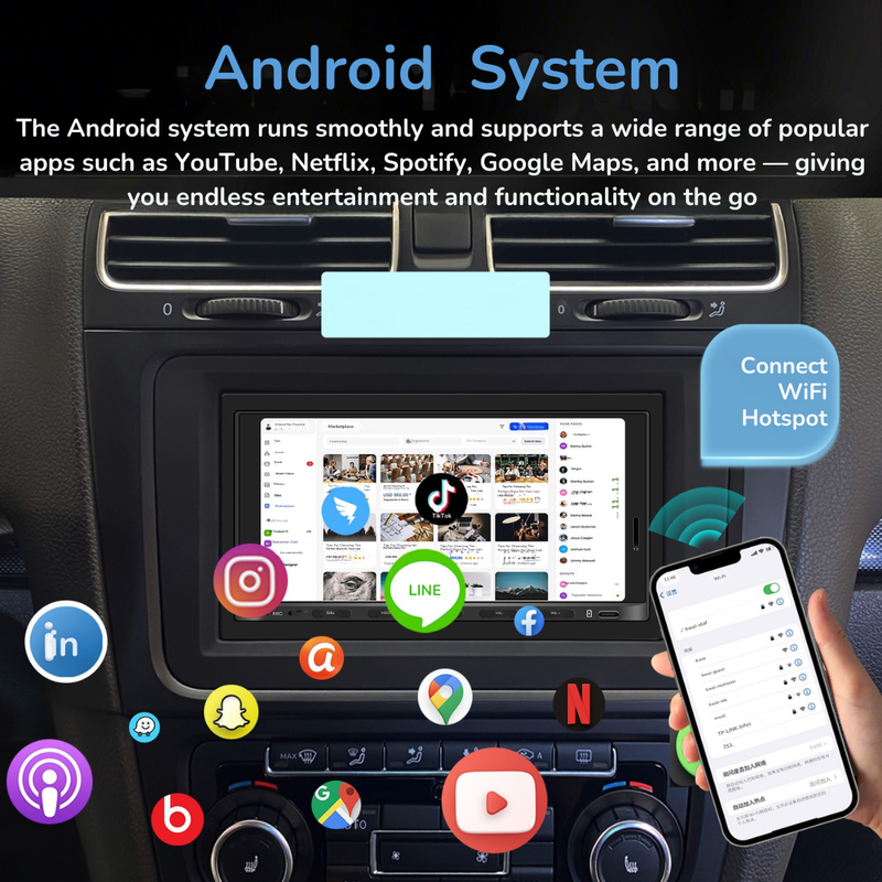 Daiko X7U Car Stereo Android Auto Apple Carplay GPS Bluetooth USB