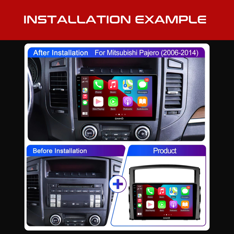 Daiko Car Stereo Wireless Carplay Android Auto For Mitsubishi Pajero 2006-2014