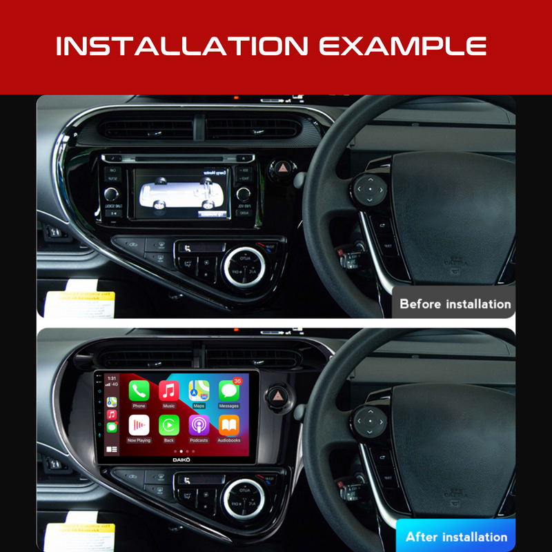 Daiko Car Stereo Wireless Carplay Android Auto For Toyota Aqua Prius C 2017-2020