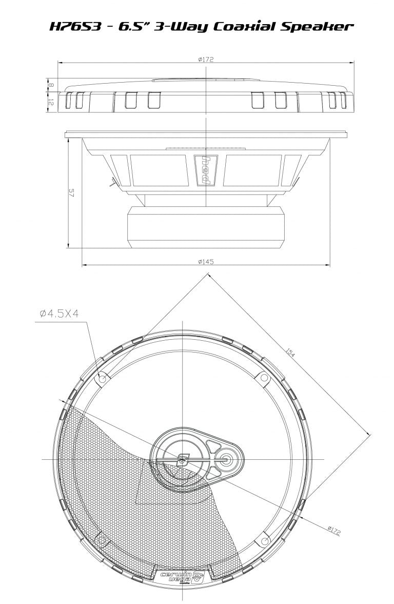 Cerwin Vega H7653 6.5″ HED Series 3‑Way Coaxial Speakers 60W RMS / 340W Max