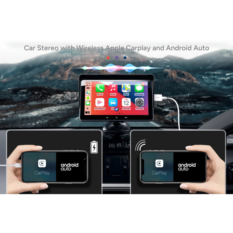 Portable Carplay Android Auto On-Dash Unit Full Touch Maps