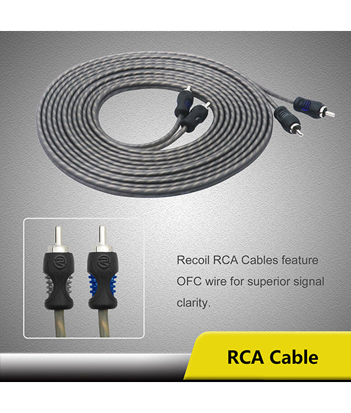 Recoil RCK8 True 8AWG Amplifier Wiring Kit  Gauge 2-Channel Complete with OFC RCA cable