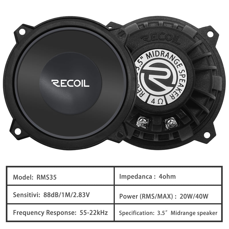 Recoil RMS35 Premium 3.5” Component Midrange Speaker