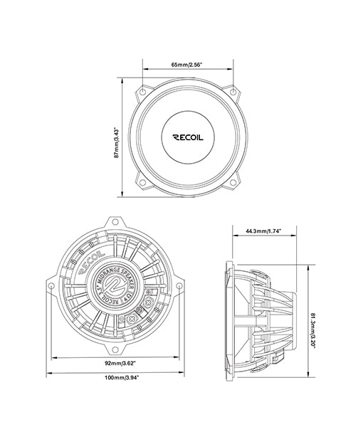 Recoil RMS35 Premium 3.5” Component Midrange Speaker