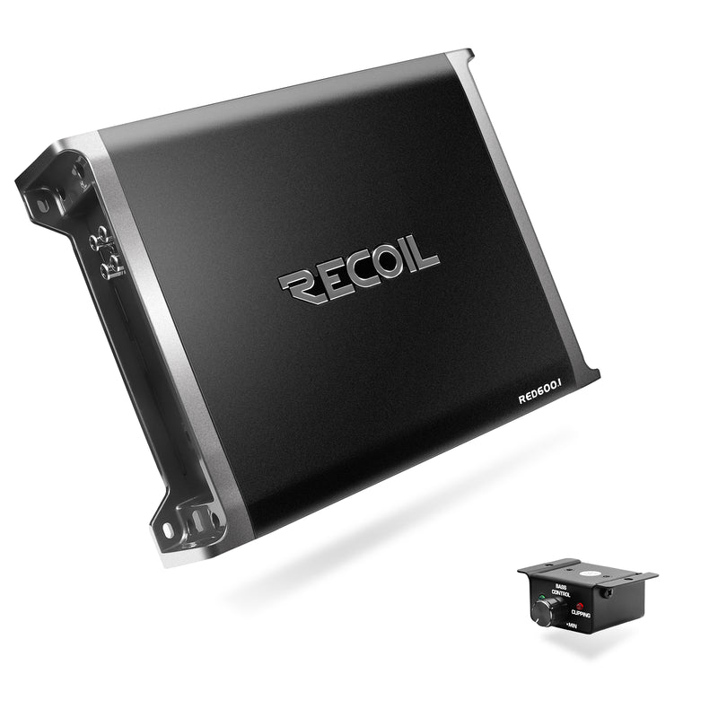 Recoil RED600.1 Car Amplifier 1000W Class-D Car Audio Mono-block Subwoofer Amp